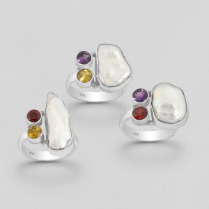 Srebrni prsten ametist i biser