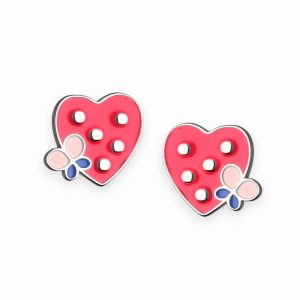 Srebrne naušnice srca sa leptirima