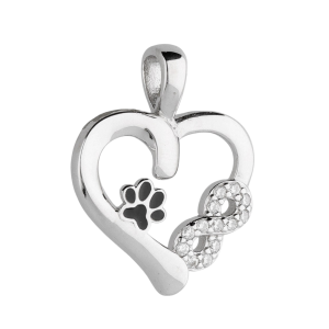 Srebrni privjesak srce i infinity sa šapom
