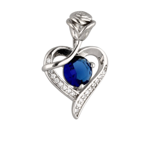 Srebrni privjesak srce i ruža