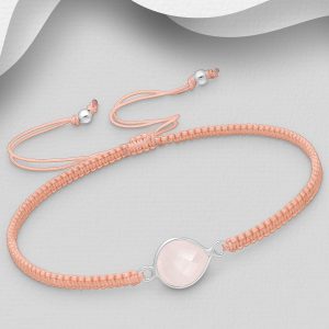 Srebrna narukvica s rozim kalcedonom