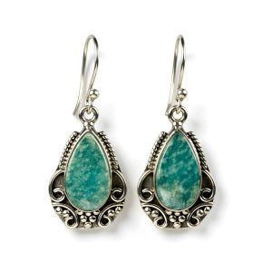 Srebrne naušnice amazonit