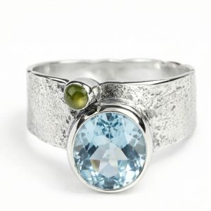 Srebrni prsten Thalassa – Akvamarin & Peridot