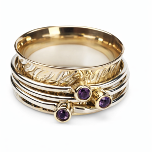 Srebrni prsten Amaya – Ametist Spinner