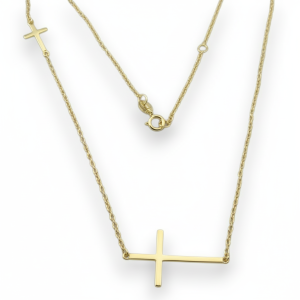 Srebrna ogrlica križ s pozlatom