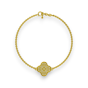 Srebrna narukvica cvijet s pozlatom