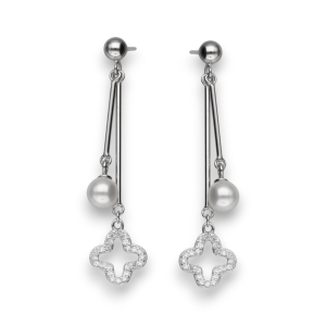 Srebrne naušnice cvijet s biserom