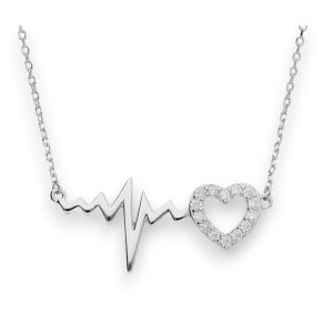 Srebrna ogrlica srce i puls