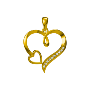 Srebrni privjesak srce s pozlatom